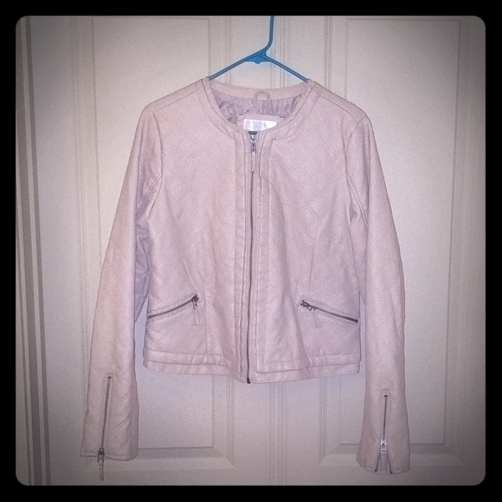 Blush Faux Leather Jacket (L)